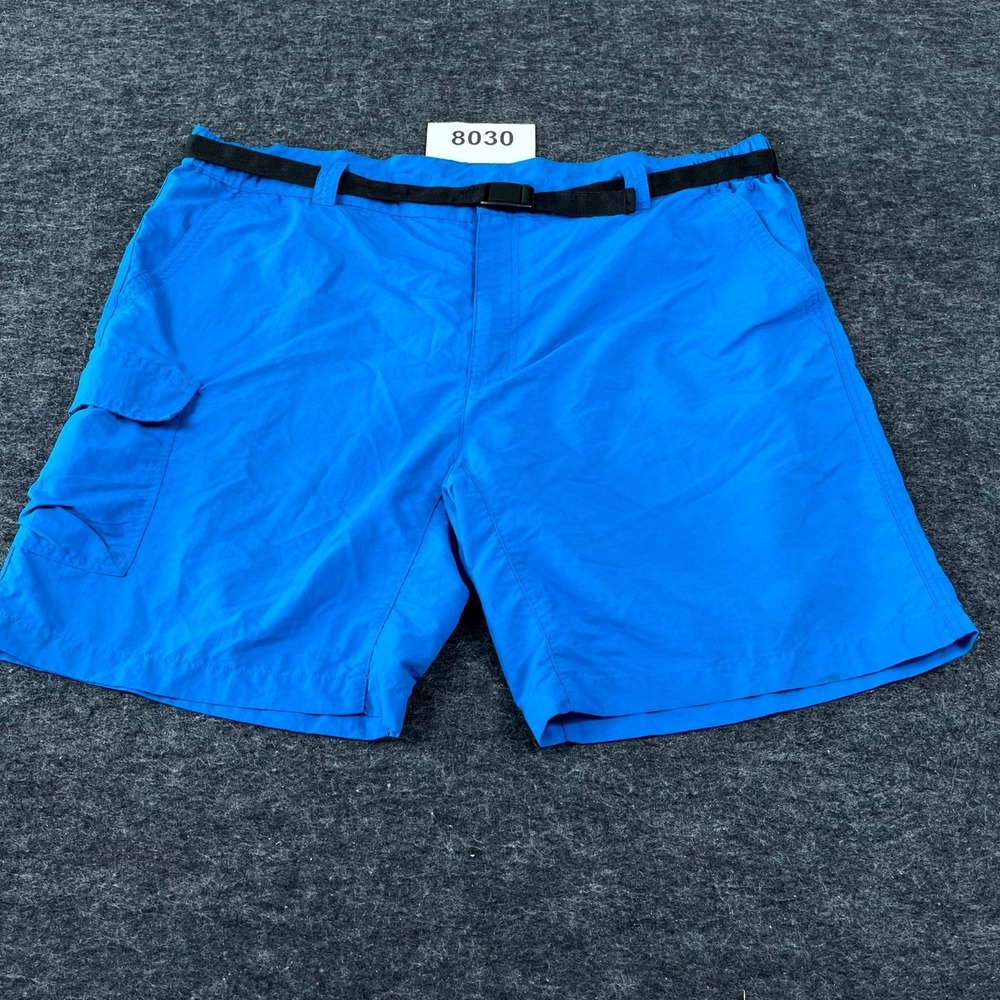 Red Hook Fishing Shorts Mens 2XL Blue Nylon Belted Flat Front Cargo Pocket